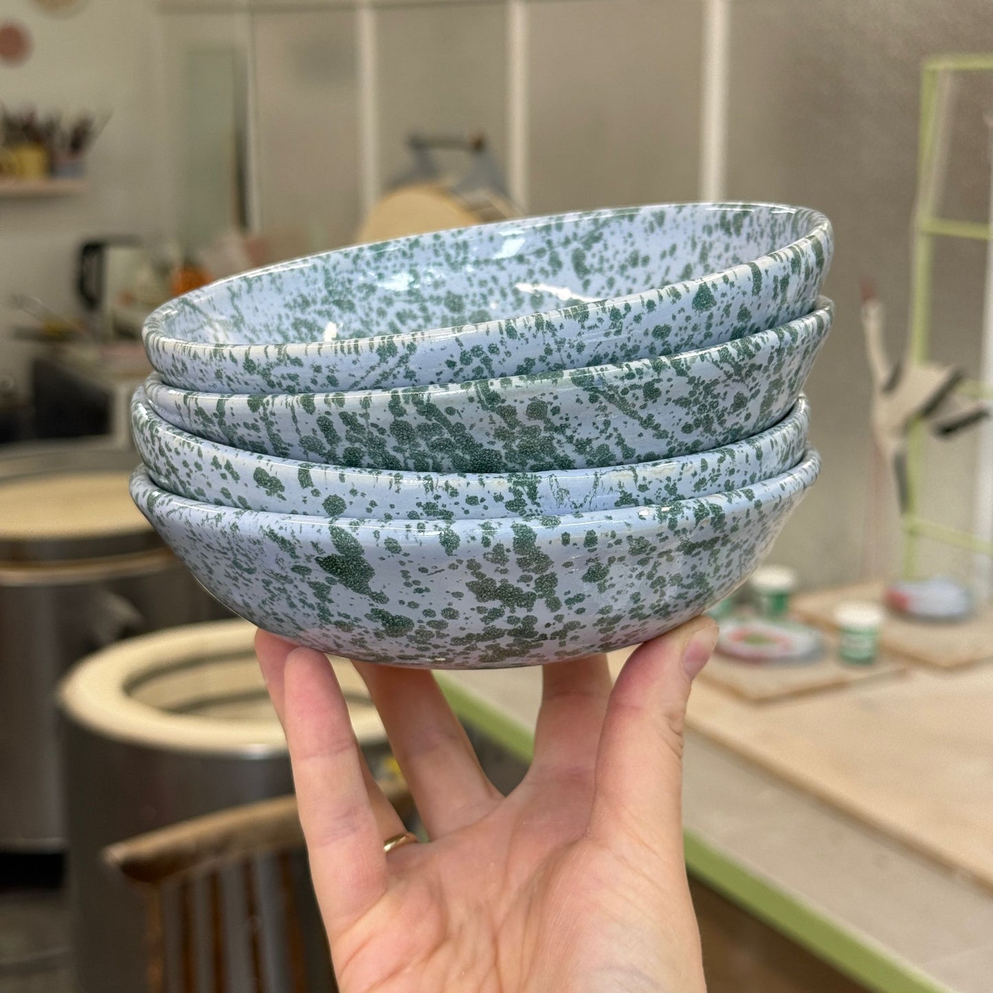 Płaska miseczka 16 cm - niebiesko-zielona