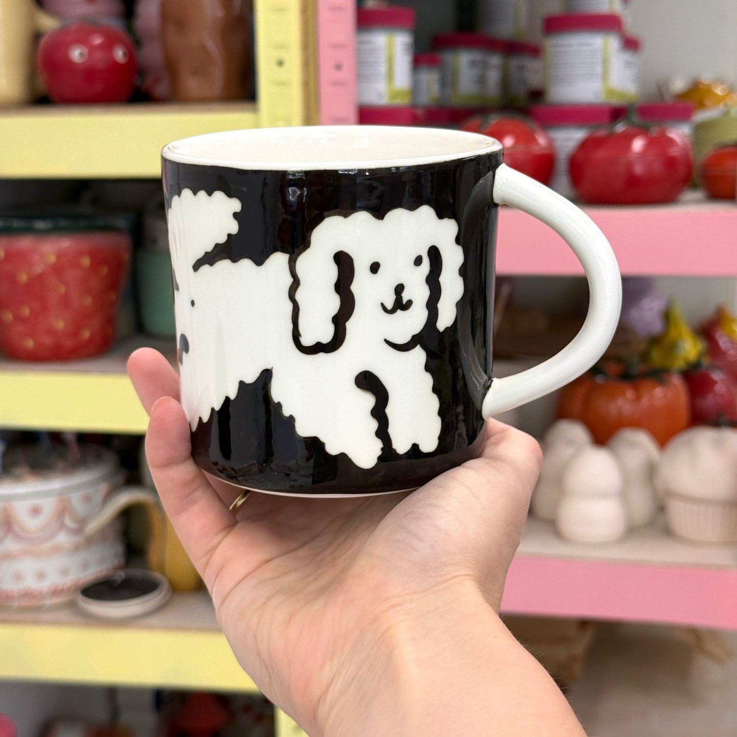 Duży kubek herbaciany 580 ml - czarno-białe pieski
