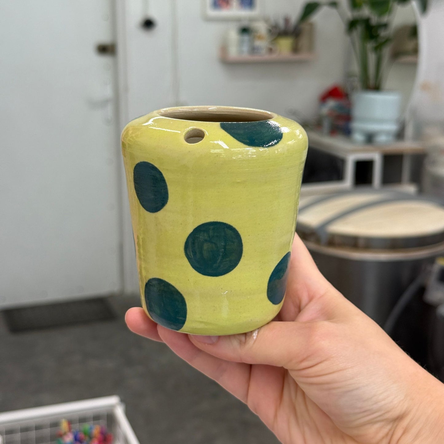 Travel tumbler / kubek na wynos - zielone kropki