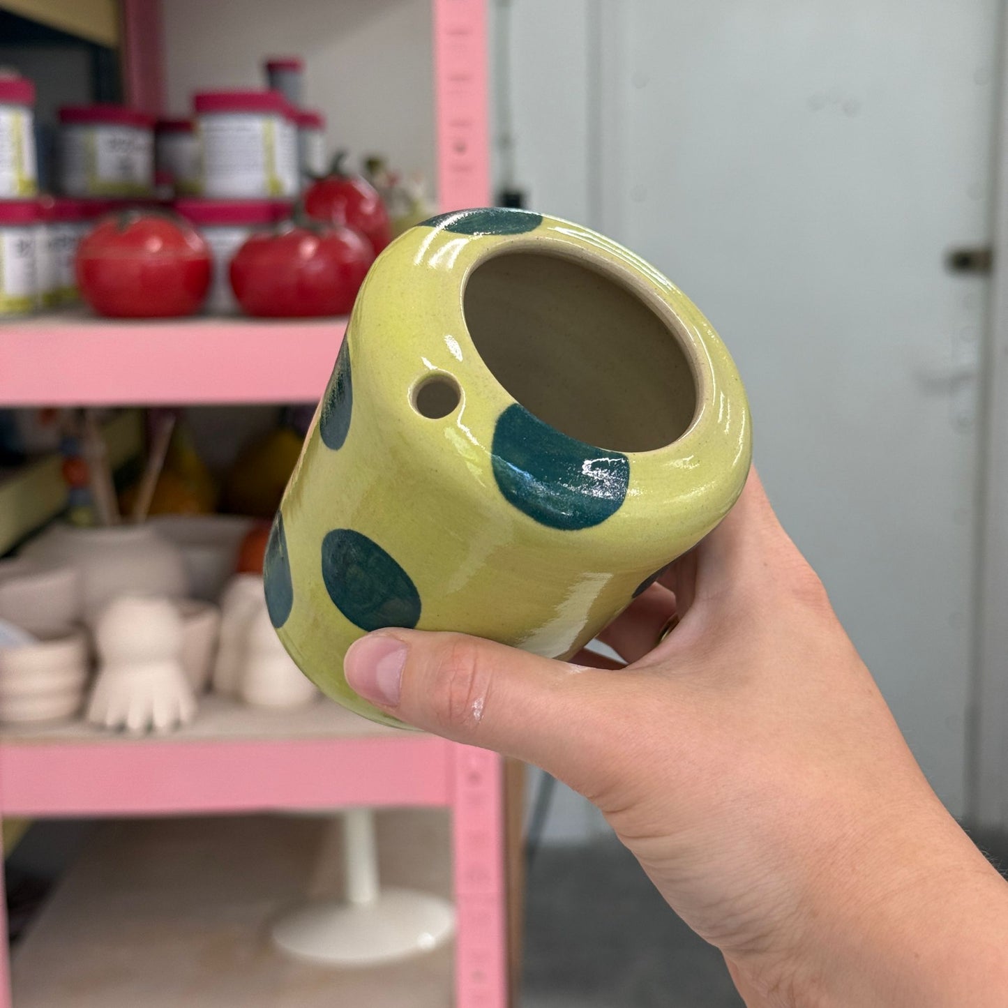 Travel tumbler / kubek na wynos - zielone kropki