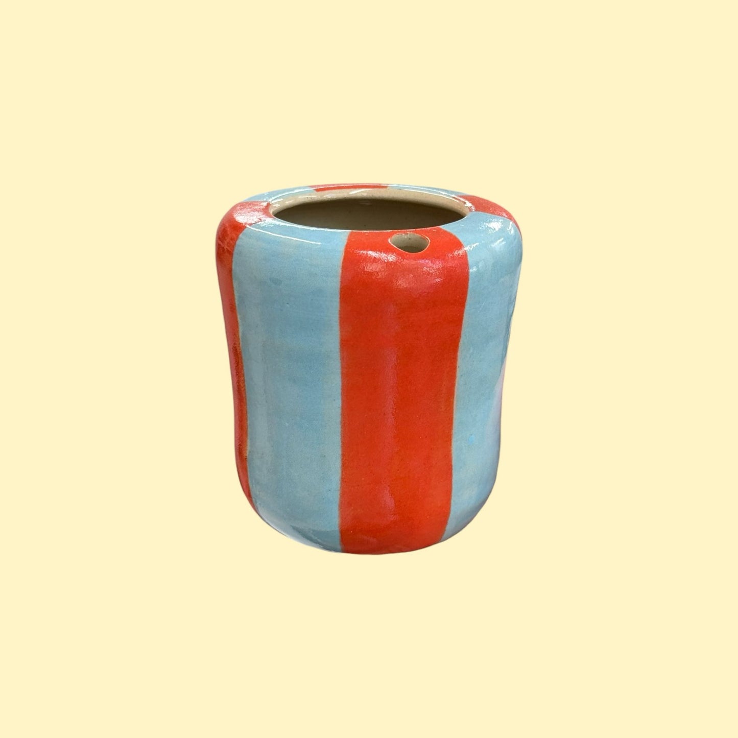 Travel tumbler / kubek na wynos - niebiesko-czerwone paski (szersze)