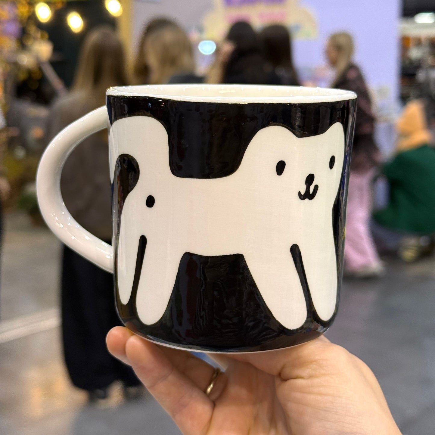 Duży kubek herbaciany 580 ml - czarno-białe koty