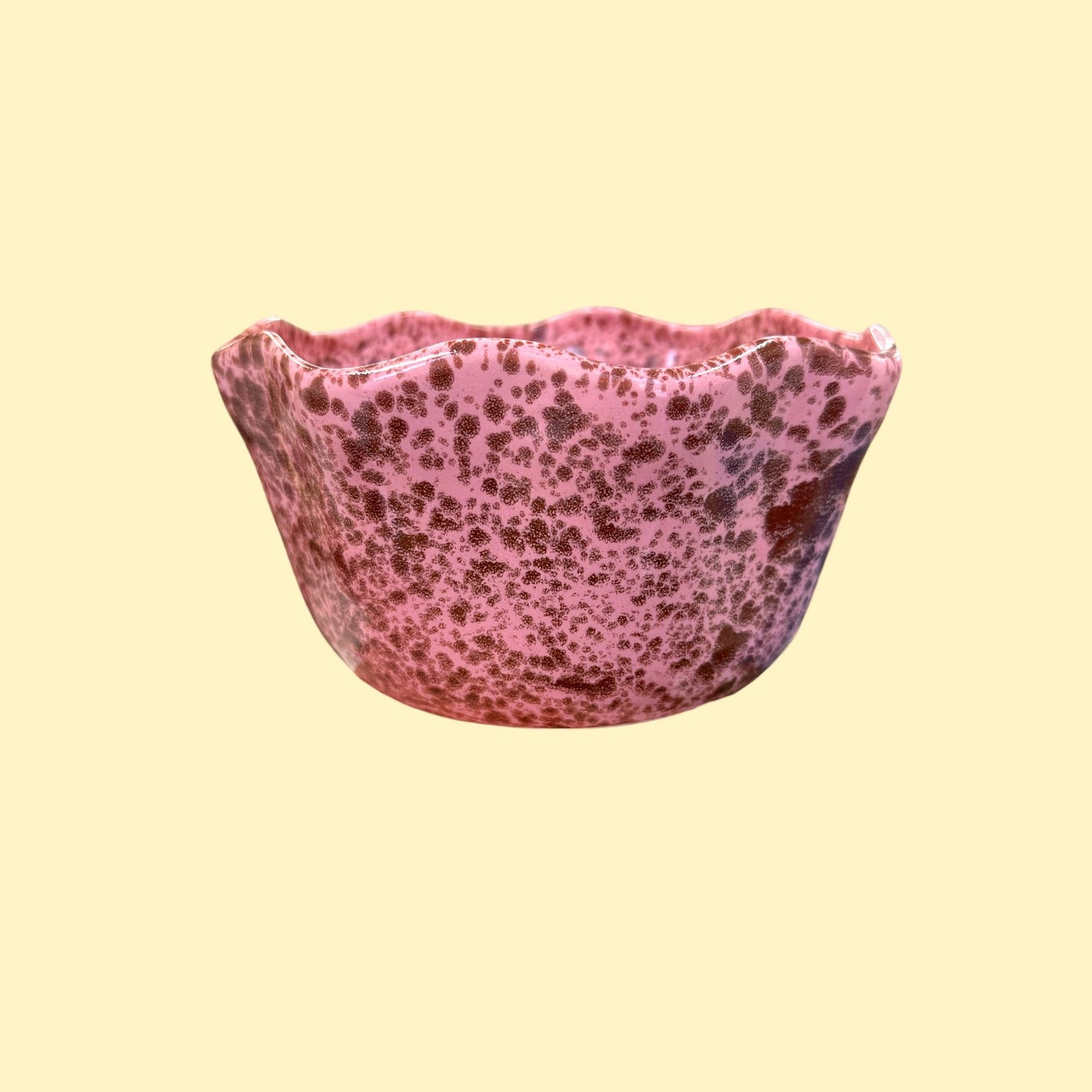 Miska-kwiatek / różowa w brązowe ciapki