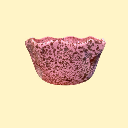 Miska-kwiatek / różowa w brązowe ciapki