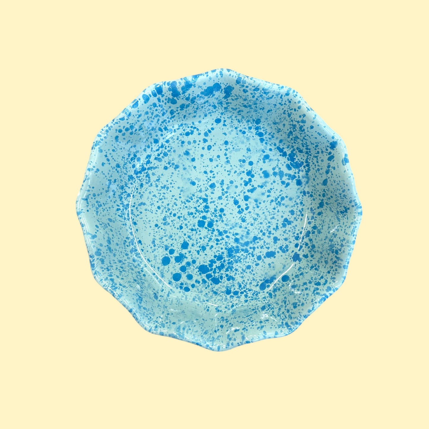 Głęboki talerz kwiatek - miętowy w turkusowe ciapki