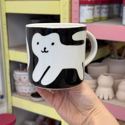 Duży kubek herbaciany 580 ml - czarno-białe koty