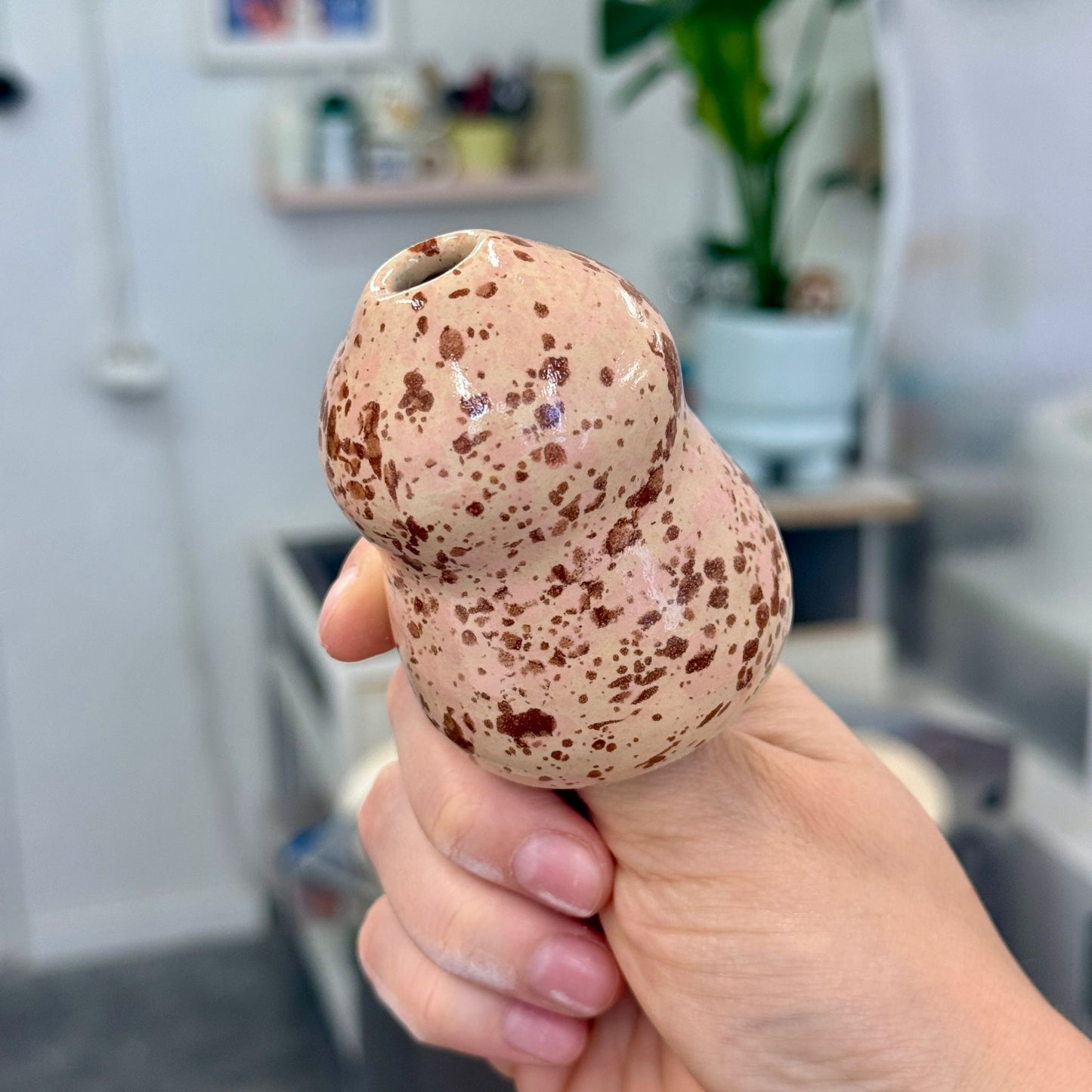 Zestaw do matchy (miska i trzymadełko) - beżowo-brązowe serce