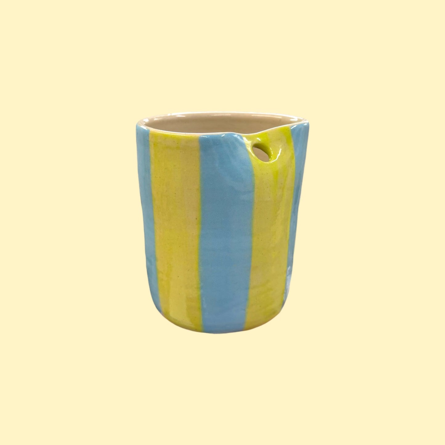 Kubek na słomkę w zielono-błękitne paski