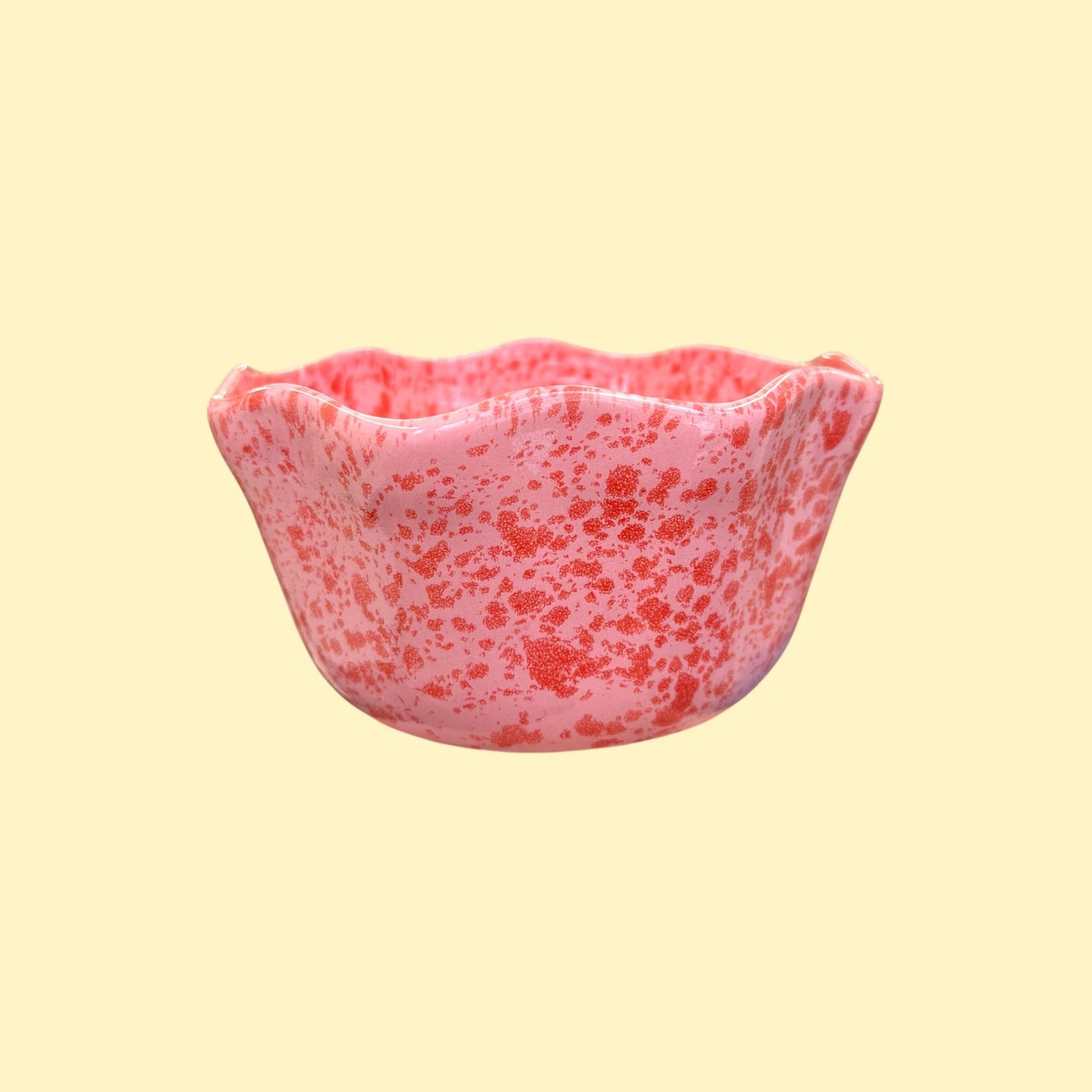 Miska-kwiatek / różowa w czerwone ciapki