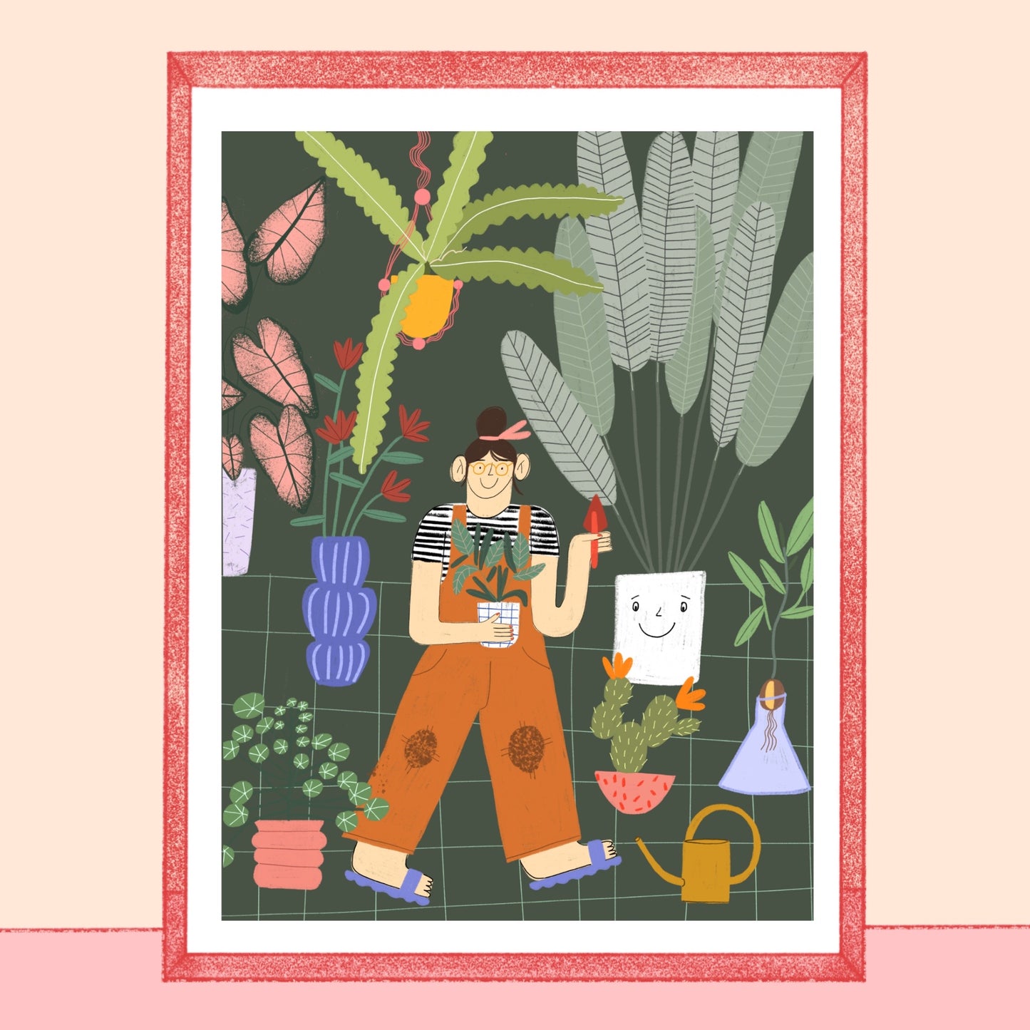 Plakat z dziewczyną wśród roślin